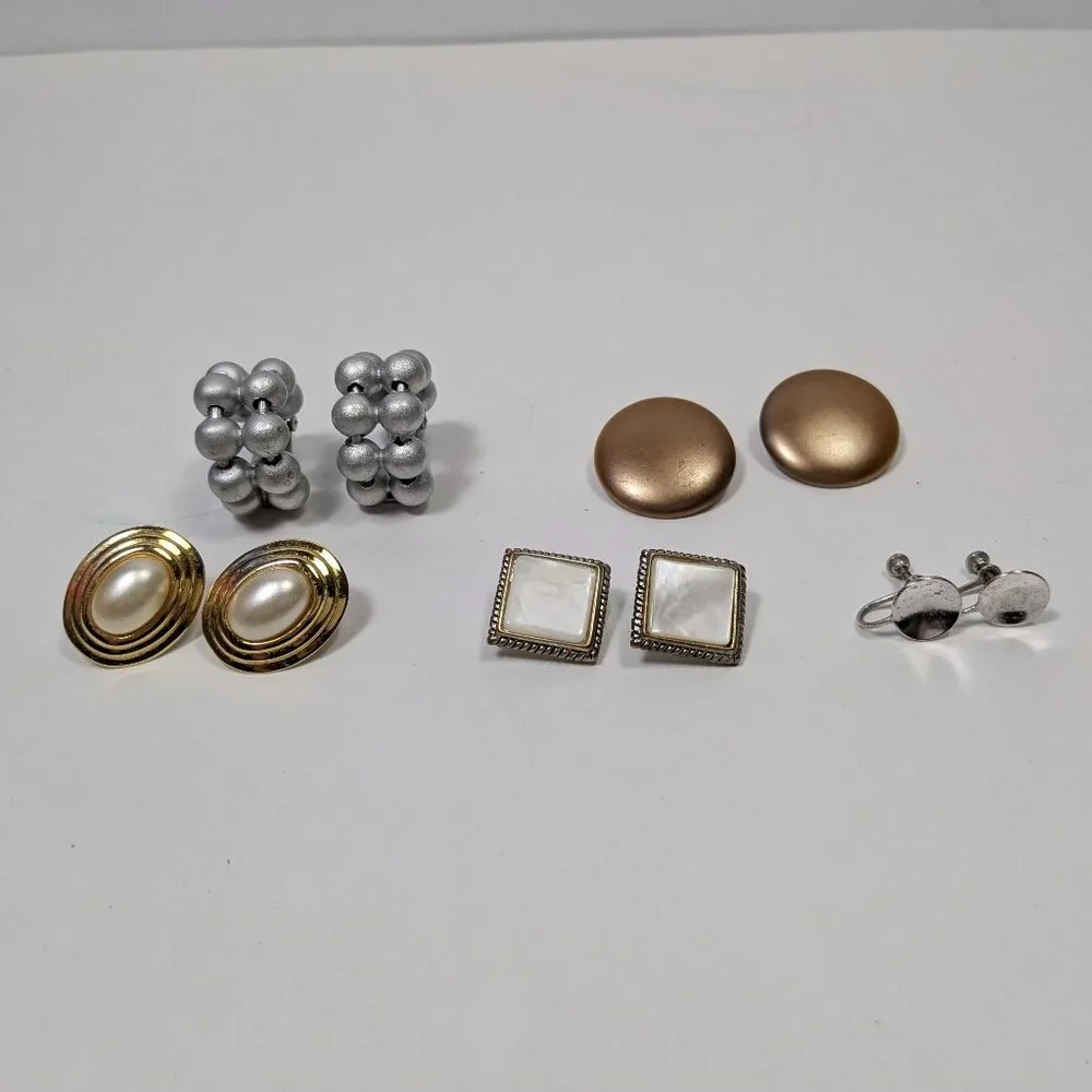 Clip On Earring Lot 5  Fashion Jewelry  Ready to Wear Variety Colors Styles